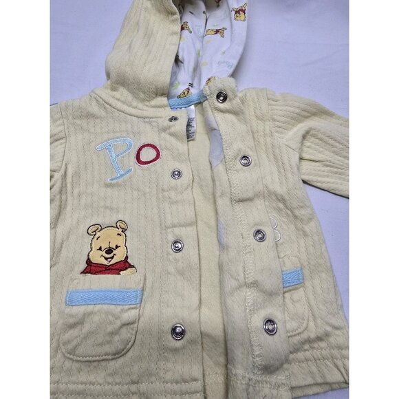 Disney Baby Winnie The Pooh Embroidered Button Up Yellow Sweater Size 3 Months - Picture 4 of 10
